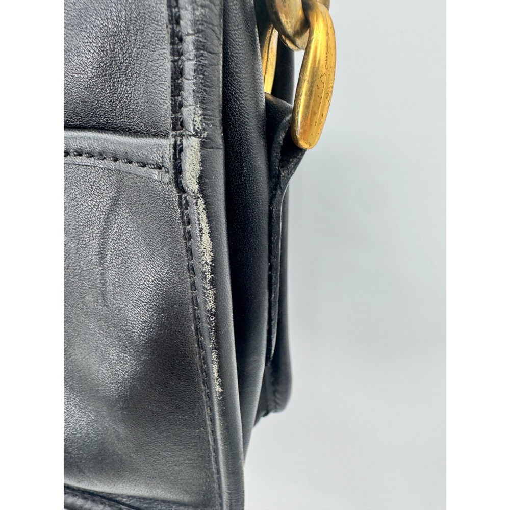 Coach Crossbody Bag Women OS Black Vintage Leather Brass Hardware Slim Handbag - Picture 5 of 16